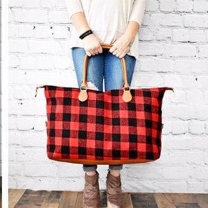 Buffalo Plaid Weekender Tote Bag